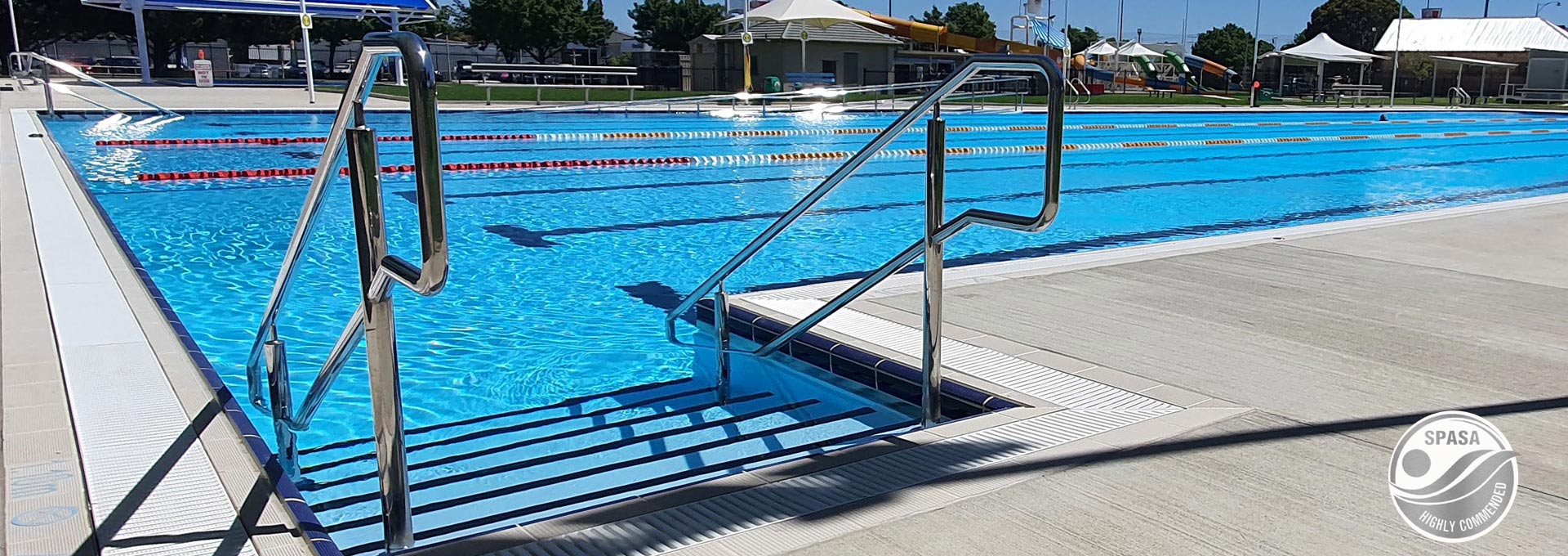 stage 1 pool renovation completed Natare wetdeck gutter