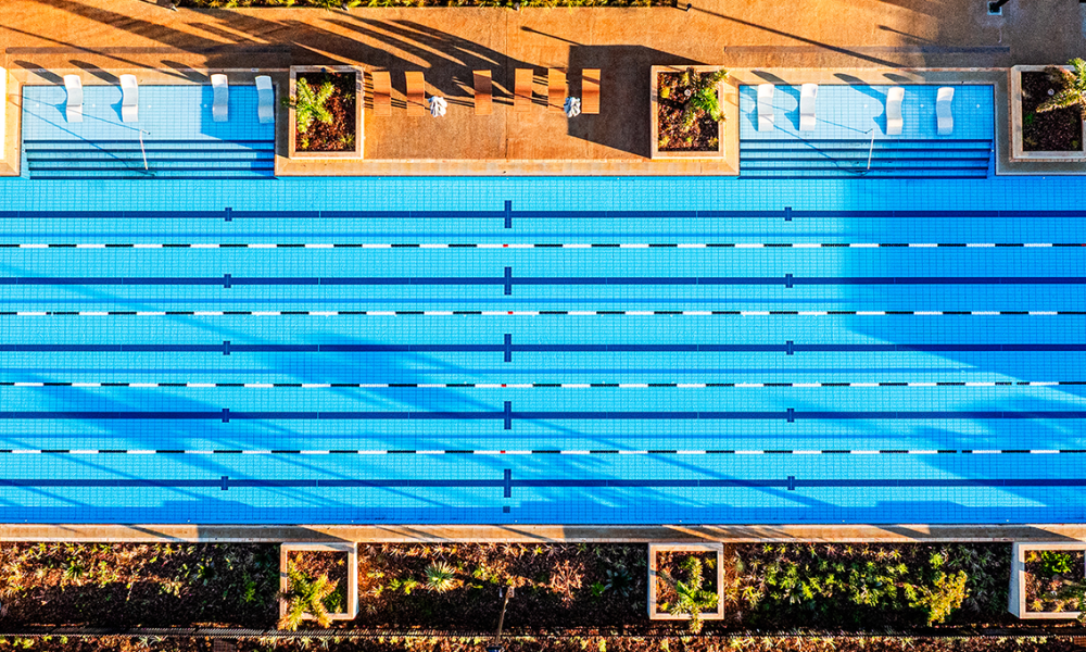 Aerial image of the 50m pool at Mungala Resort, Ken's Bore.