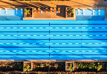 Aerial image of the 50m pool at Mungala Resort, Ken's Bore.